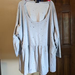 Torrid Distressed Babydoll Sweatshirt Grey Size 6